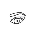 Woman`s eye, eyebrow and eyelashes outline icon