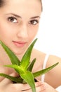 Woman's face with aloe