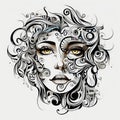 Abstract Vector Illustration Of Beauty With Curly Hair And Face