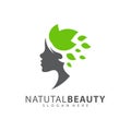 Woman`s face in flower leaves. Abstract design concept for beauty salon, massage, cosmetic and spa. Vector female logo design temp Royalty Free Stock Photo