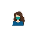 Woman`s face in a medical protective mask. Quarantine. covid 2019 coronavirus