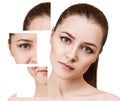 Woman`s face before and after rejuvenation. Royalty Free Stock Photo