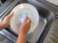 Dish washing on the sink.