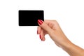 Woman's Hand Holding Black Card Royalty Free Stock Photo