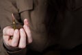 Woman's hand holding bullets. Royalty Free Stock Photo