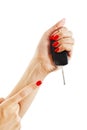 A woman's hand holds car keys Royalty Free Stock Photo