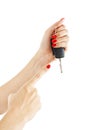 A woman's hand holds car keys Royalty Free Stock Photo