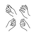 Woman`s hand icon collection line. Vector Illustration of Elegant female hands of different gestures.