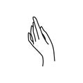 Woman`s hand icon line. Vector Illustration of female hands of different gestures. Lineart in a trendy minimalist style