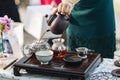 Woman`s hand making traditional Korean tea Royalty Free Stock Photo