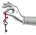 Woman`s hand with old key Royalty Free Stock Photo