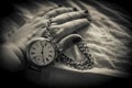 Woman`s Hand with an Old Pocket Watch Royalty Free Stock Photo