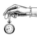 Woman`s hand with a retro pocket watch Royalty Free Stock Photo