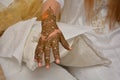 Woman`s hand with traditional menhdi henna ornament