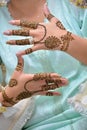 Woman`s hand with traditional menhdi henna ornament