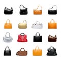 A woman's handbag on a white variety Royalty Free Stock Photo