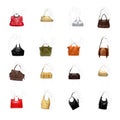 A woman's handbag on a white variety Royalty Free Stock Photo