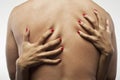 Woman's Hands Embracing Man's Torso Royalty Free Stock Photo