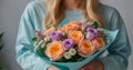 woman\'s hands holding a bouquet present profession