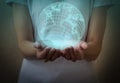 Woman`s hands holding the earth globe. Global business concept Royalty Free Stock Photo