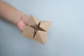 Woman`s hands holding a paper fortune teller