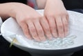 Woman's hands humidification in water Royalty Free Stock Photo