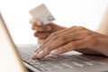 Woman's Hands with Keyboard and Credit Card Royalty Free Stock Photo