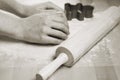 Woman's hands kneading dough Royalty Free Stock Photo