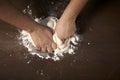 Woman's hands kneading dough Royalty Free Stock Photo