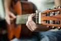 Guitarists are playing pop music on guitar Royalty Free Stock Photo