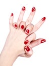 Woman's hands with red nail polish Royalty Free Stock Photo