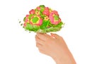 Woman's hands with sweet flower