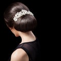 Woman's Head - Fashion Festive Coiffure with Pearls. Upsweep. Royalty Free Stock Photo