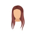Woman s head with long straight hair. Stylish female haircut. Flat vector element for fashion magazine or poster of