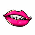 Woman`s open mouth with pink lips and tongue.