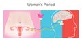 Woman`s Period. Illustration describe the effects of pituitary gland relationships