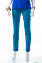 Woman's plain turquoise pants.