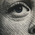 Photorealistic Wooden Print Of A Wrinkled Face With Dreamlike Surrealism