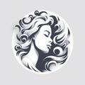 Minimalist Monochromatic Girl Hair Logo - Elegant Round Artist Icon