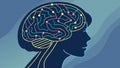 Woman\'s Profile with Digital Brain Network Illustration, vector design Generative AI Royalty Free Stock Photo