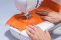 Woman's sewing her patchwork Royalty Free Stock Photo