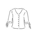 Woman`s shirt sketch. women`s blouse, shirt, vector sketch illustration