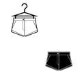 Woman`s shorts icon. Vector illustration. Can be used in web and mobile