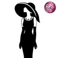 Woman`s Silhouette In Black Hat