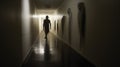 Eerie Encounter: Life-size Supernatural Figure In Dark Hallway