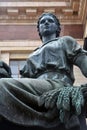 Woman's statue. Monument to students by Moscow State University named after Lomonosov, main building.