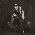 Woman 1920s style with old phone. Vintage style photography with