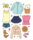 Woman's summer clothes and accessories