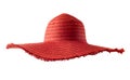 Woman`s summer red straw hat isolated Royalty Free Stock Photo