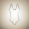 Woman`s swimsuit sign. Vector. Brush drawed black icon at light